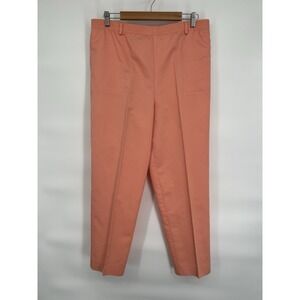 Tan Joy Women Sz 14 Elastic Waist Pull On Pants Peach Pink Vintage